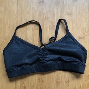 Alo Black Glossy Strappy Sports Bra XS